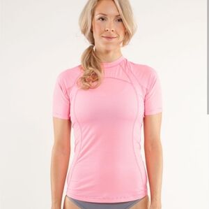 Lululemon 360 Rashguard Wee Stripe Dune Flash Size 12 No Drawcord/Tassels Pink